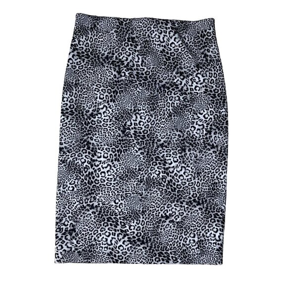 Vince Camuto Dresses & Skirts - Vince Camuto Snow Leopard Pencil Skirt Back Zip Black Grey Size S Small